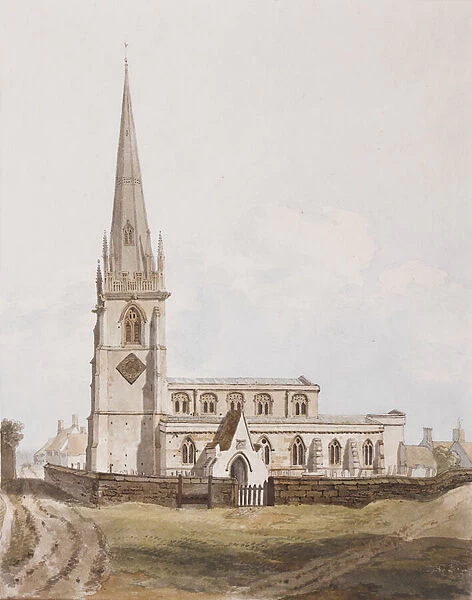 Middleton Cheney, South view of the Church, c. 1820 (ink & w  /  c on paper)