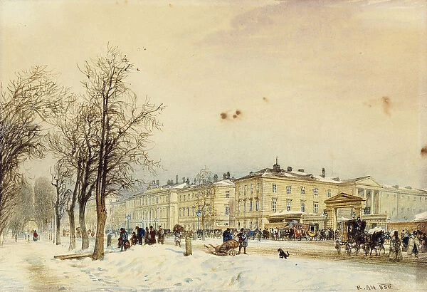 The North Station, Vienna; Der Nordbahnhof, Wien, 1852 (watercolour on paper)