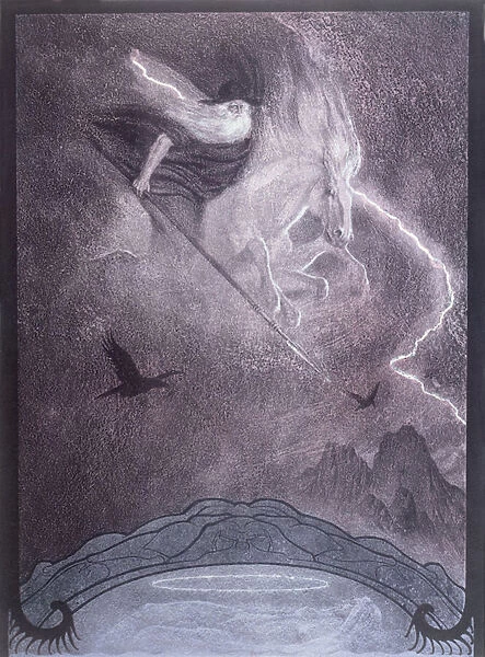 Odin, illustration to The Ring of the Niebelungen by Richard Wagner (1813-83), c. 1914 (colour litho)
