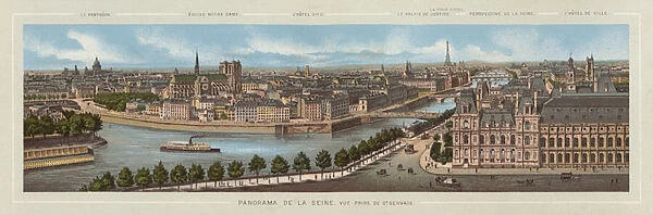 Panorama De La Seine, Vue Prise De St Gervais (colour litho)