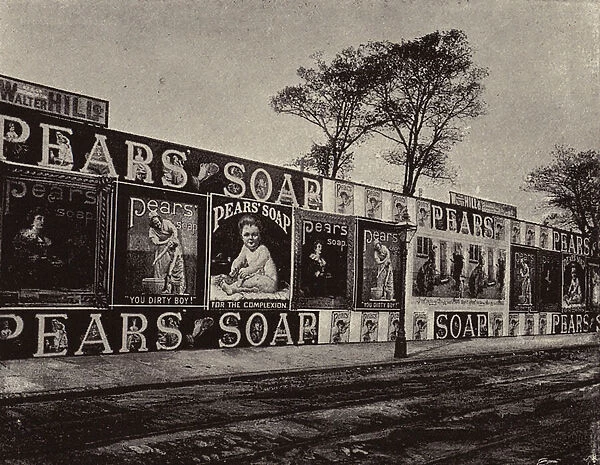 Pears Soap advertising at Holloway Road, London, England (b  /  w photo)