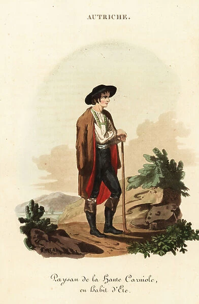 Peasant of Slovenia in summer dress, 18th century. 1823 (engraving)
