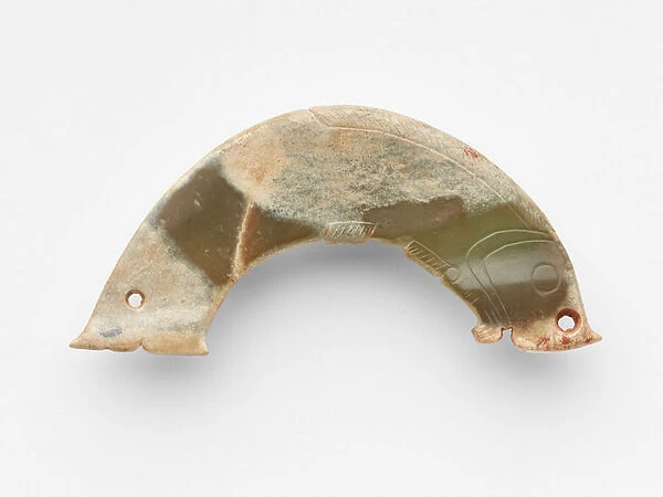 Pendant in the form of a fish, reworked, c. 1300-c. 1050 BC (jade, nephrite)