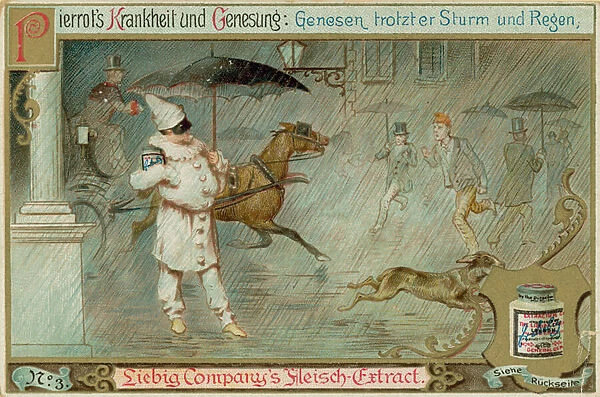 Pierrot in the Rain (chromolitho)