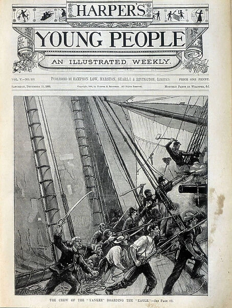 Pirates: the band of 'Yankee'at the collision of the boat 'Eagle'- in 'Harpers - Young People'of 15  /  12  /  1888