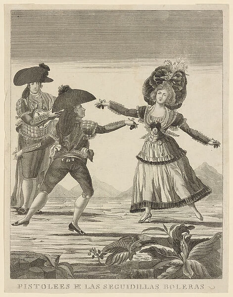 Pistolees e las sequidillas boleras, c. 1790-99 (engraving)