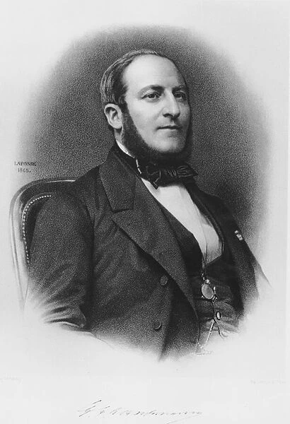 Portrait of Baron Georges Eugene Haussmann (1809-91), 1865 (b  /  w engraving) (b  /  w photo)