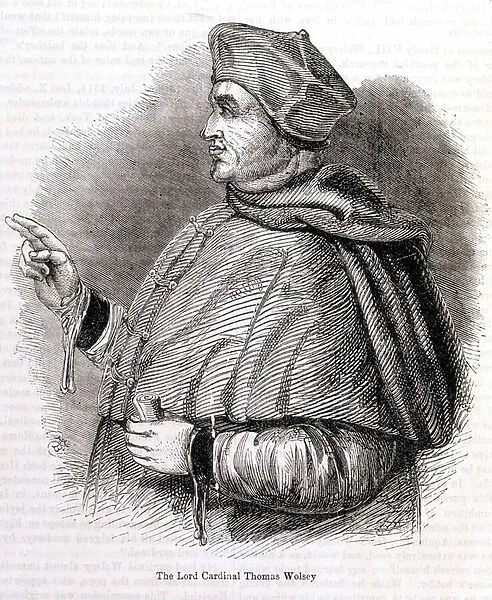Portrait of Cardinal Thomas Wolsey (1473 - 1530) - in 'Cassells illustrated history of England', vol. II, by William Howitt, 1857