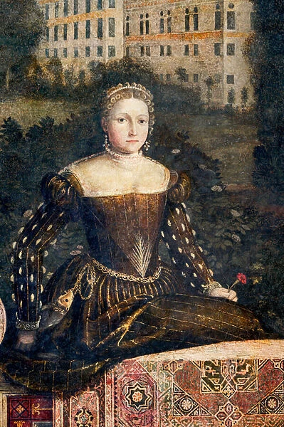Portrait of a noblewoman, detail of the Small Room of the Noble Ladies (oil on canvas glued to the walls)