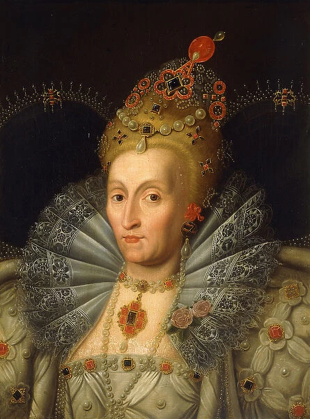 Portrait of Queen Elizabeth I, bust length, (oil on canvas)