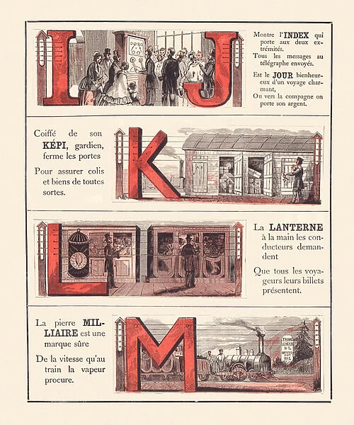 Railway Alphabet I J K L M, 1860 (illustration)