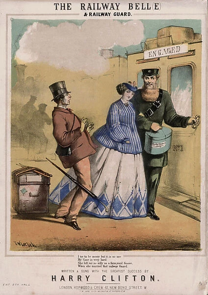 The Railway Belle and Railway Guard (colour litho)