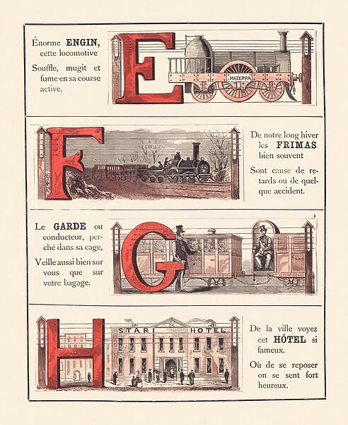 Railways alphabet E F G H, 1860 (illustration)