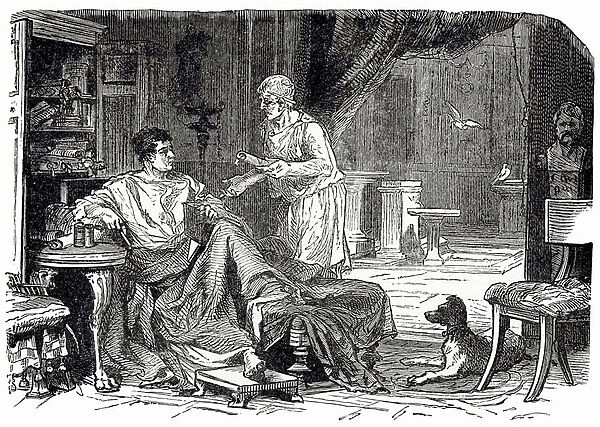 Roman study, illustration from Cassells Illustrated Universal History by Edward Ollier, published 1890 (digitally enhanced image)