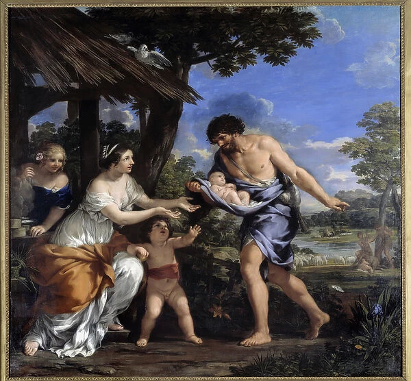 Romulus and Remus collected by Faustulus and his wife Acca Laurentia Painting by Pierre