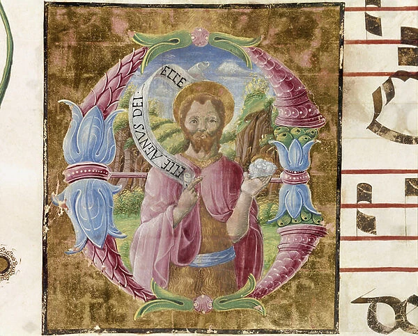 Saint John the Baptist Lettrine illuminated by Antonio Cicognari