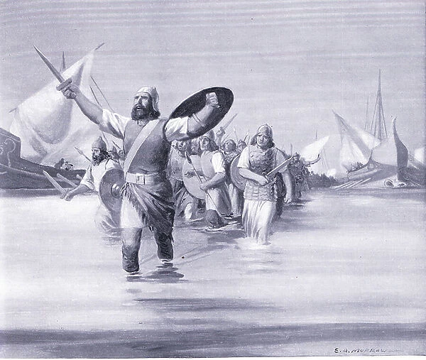 Sidonians landing at the site of Carthage (litho)