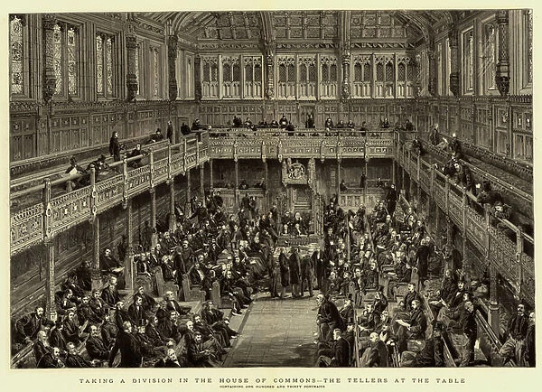 Taking a Division in the House of Commons, the Tellers at the Table (engraving)
