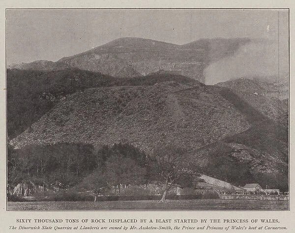 Sixty Thousand Tons of Rock displaced by a Blast started by the Princess of Wales (b  /  w photo)