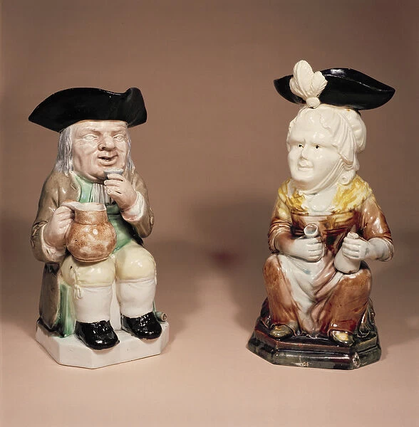 Toby jug and Martha Gunn jug by R. Wood, c. 1770 (stoneware)