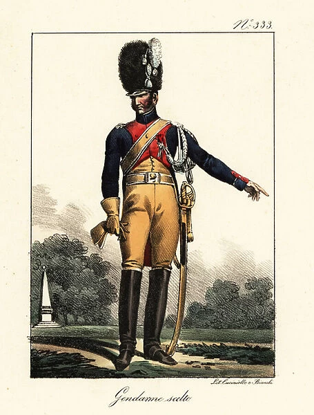 Uniform of the French Elite Gendarmes, Napoleonic era. 1825 (lithograph)