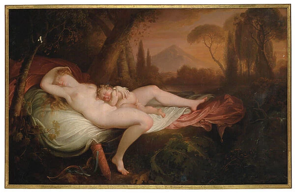 Venus and Cupid in a wooded landscape (oil on canvas)