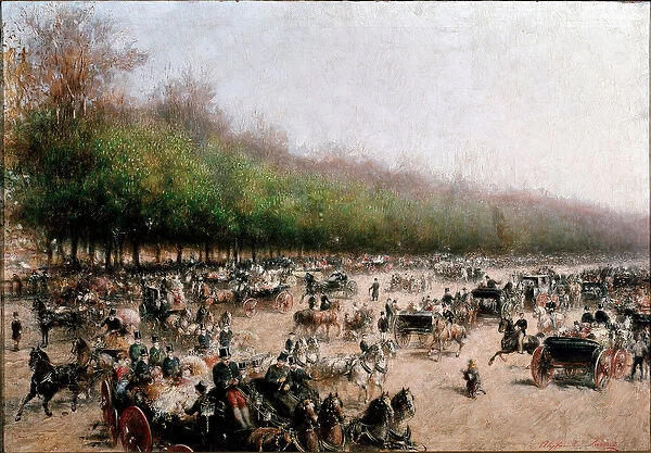 View of carriages traffic near porta Venezia in Milan (painting, c. 1850)