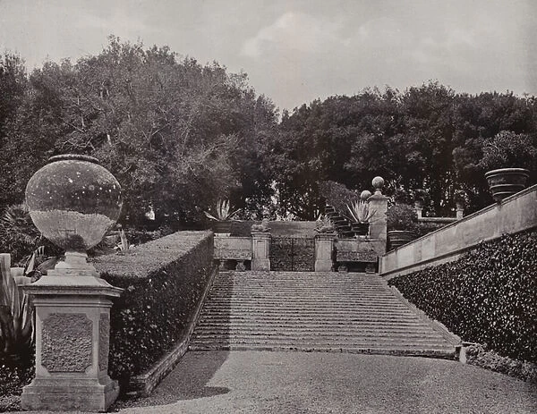 Villa Pamphilj Doria, Rome, The Western Stairway (b  /  w photo)