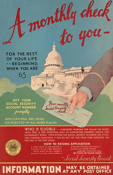 Vintage Poster Introducing Social Security, 1935 (lithograph)