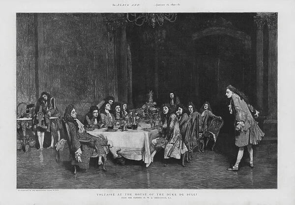 Voltaire at the House of the Duke of Sulli (litho)
