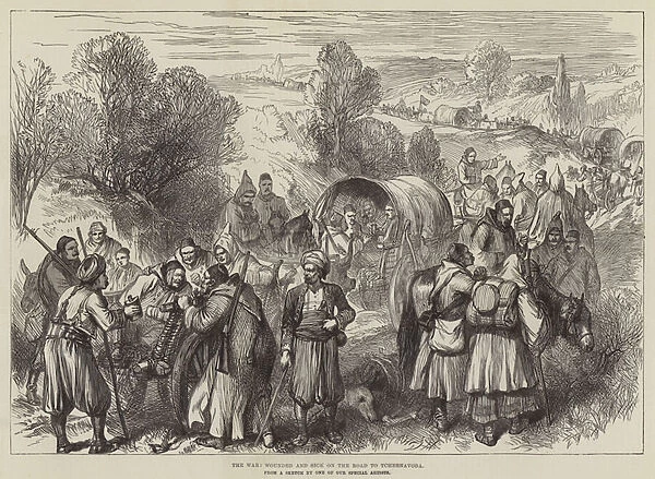 The War, Wounded and Sick on the Road to Tchernavoda (engraving)