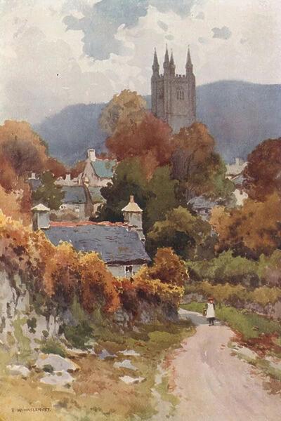 Widecombe on the Moor (colour litho)