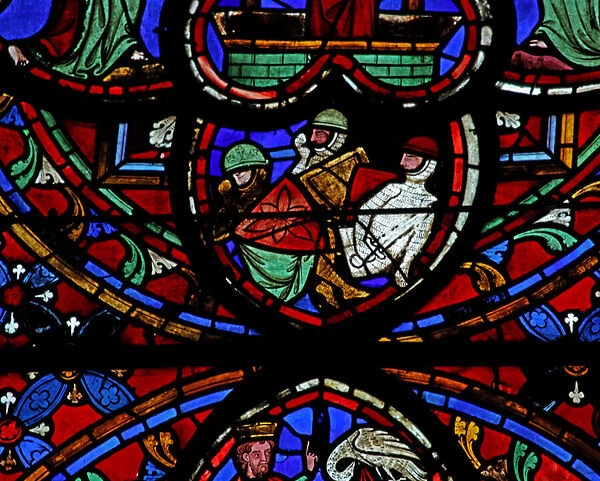 Window w0 depicting the Resurrection - the sleeping soldiers (stained glass)