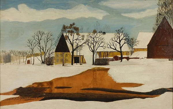 Abraham Samuel Smalt Landscape winter beige painted