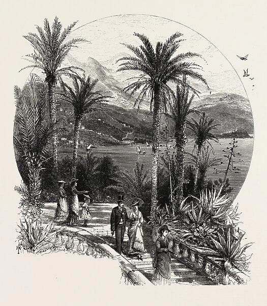 At Monte Carlo, Monaco, the Cornice road, 19th century engraving