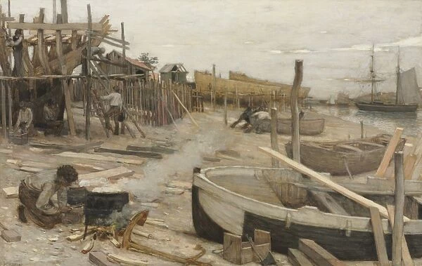 The Boatyard, c. 1875. Creator: Jean-Charles Cazin (French, 1841-1901)