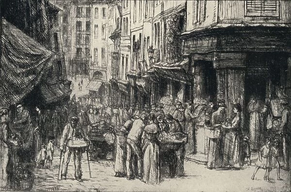 The Crowd, Rue Mouffetard, 1915. Artist: Charles Heyman