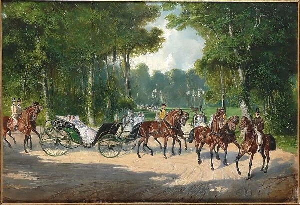 Empress Elisabeth in a carriage in Viennas Prater, ca 1860. Creator: Anonymous