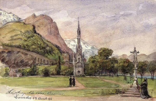 'La chapelle des Rosaires. Lourdes April 13, 86', 1886. Creator: Fritz von Dardel. 'La chapelle des Rosaires. Lourdes April 13, 86', 1886. Creator: Fritz von Dardel