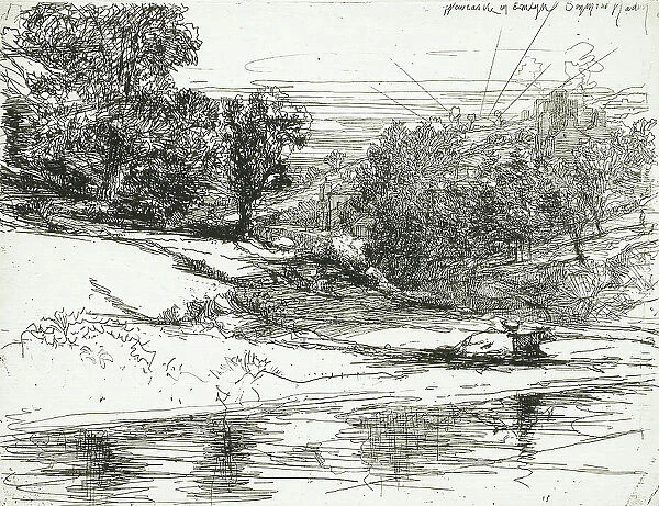 Newcastle in Emlyn, 1864. Creator: Francis Seymour Haden