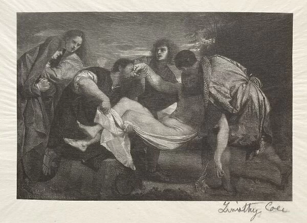 Old Italian Masters: The Entombment, 1889. Creator: Timothy Cole (American, 1852-1931)