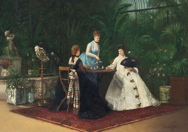 Tea in the conservatory, 1893. Creator: Samson, Jeanne (active 19th century)