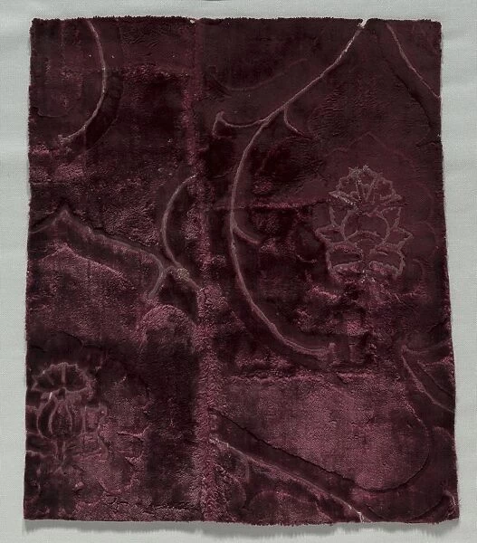 Two Velvet Fragments Sewn Together, 1400s. Creator: Unknown