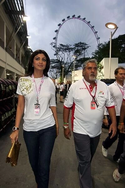 Formula One World Championship: Shilpa Shetty Actress and Model with Dr. Vijay Mallya Force India F1 Team Owner