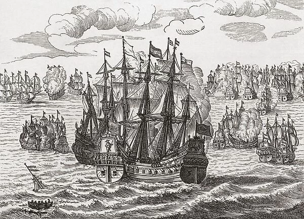 The Fleets Of Monk And De Ruyter In The English Channel, 1666. From The Book Short History Of The English People By J. R. Green Published London 1893