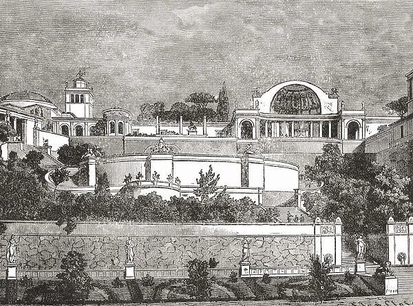 Hadrians villa at Tibur, modern-day Tivoli, Italy. From Cassells Illustrated Universal History, published 1883