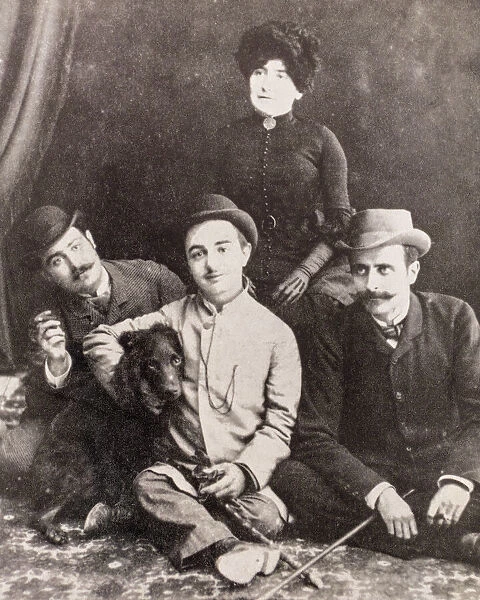 Henri Toulouse-Lautrec, 1864 - 1901, French Post-Impressionist artist, (centre) with a group of his friends circa 1881. After a photograph by Blondel