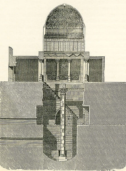 The Nilometer, Island Of Rhoda, Egypt In The 19th Century. A Nilometer Was A Structure For Measuring The Nile Rivers Clarity And Water Level During The Annual Flood Season. From The Imperial Bible Dictionary, Published 1889