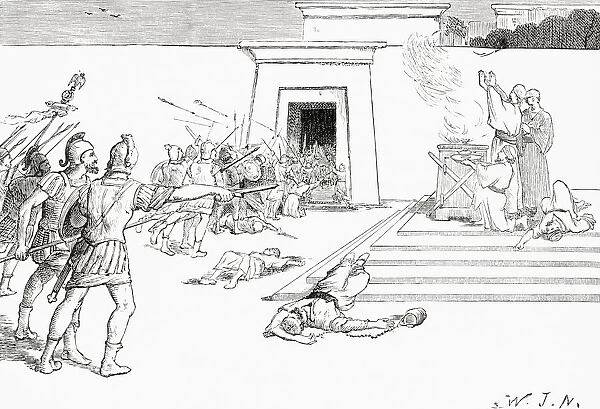 Pompey in the Temple of Jerusalem, 62 BC. Gnaeus Pompeius Magnus, 106 BC - 48 BC, aka Pompey or Pompey the Great. Roman general and statesman. From Cassells Illustrated Universal History, published 1883