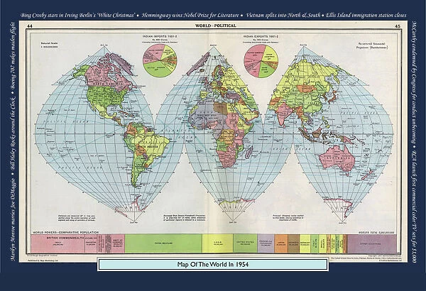 Historical World Events map 1954 US version